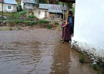Oltu’da sağanak yağış sele dönüştü: Ev ve bahçeleri su bastı